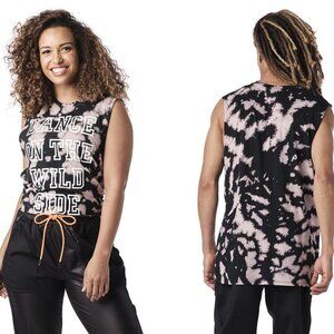 XL/XXL Zumba Wear Dance On The Wild Side Black Tie-Dye Muscle Tank Unisex